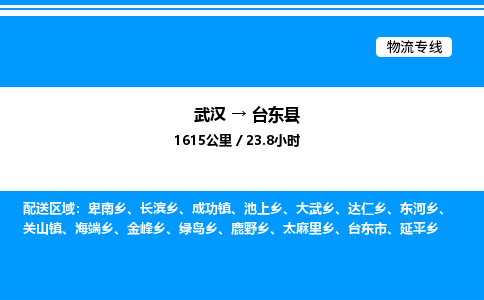 武漢到臺東縣物流專線-武漢至臺東縣貨運公司